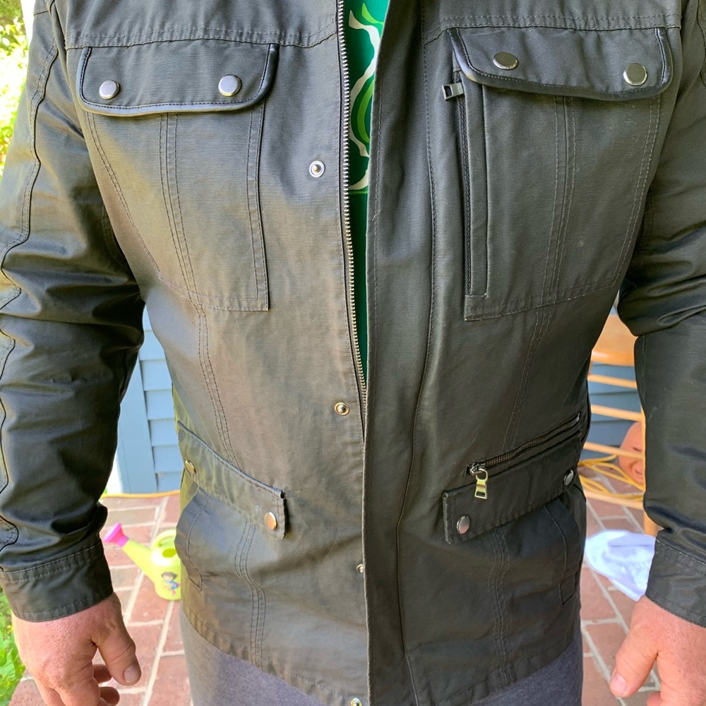 Calvin Klein Barbour style 3/4 length waxed jacket - Picture 3 of 6